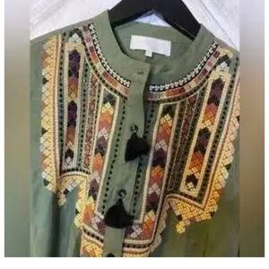 Souk Indigo Olive Green. Flawless Embroidery And Sequin Detailing.